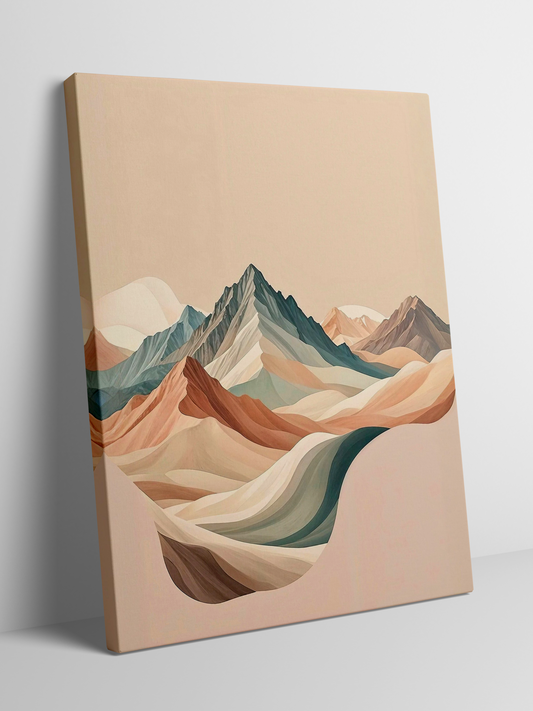 Pastel Mountain Serenity - Framed Canvas Art