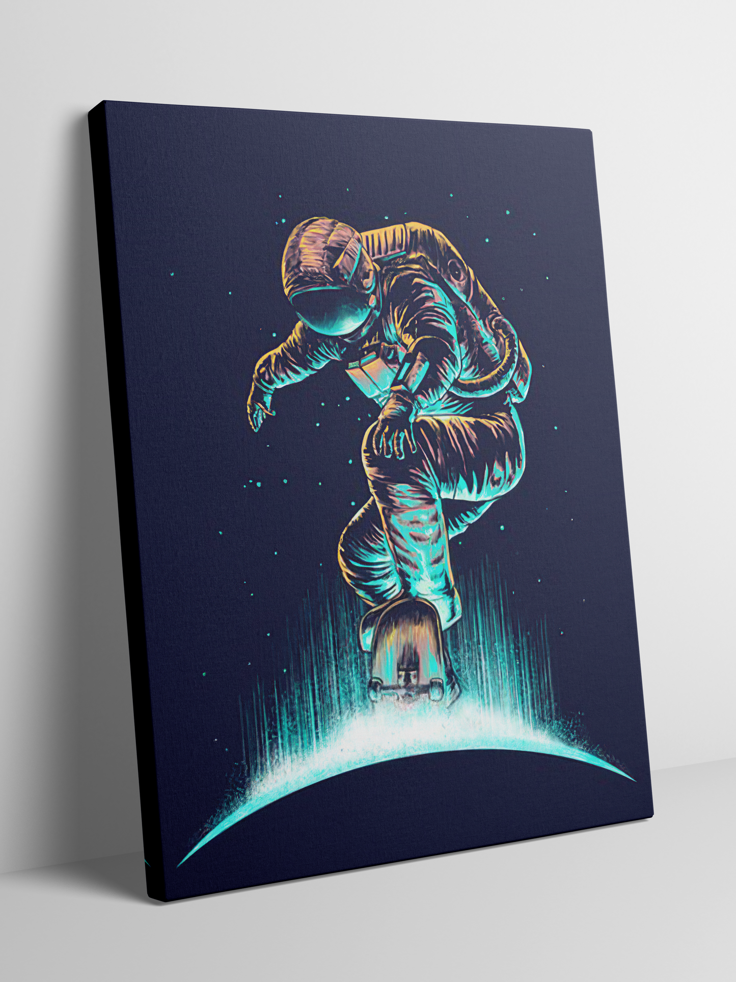 Space Skateboarder - Framed Canvas Art