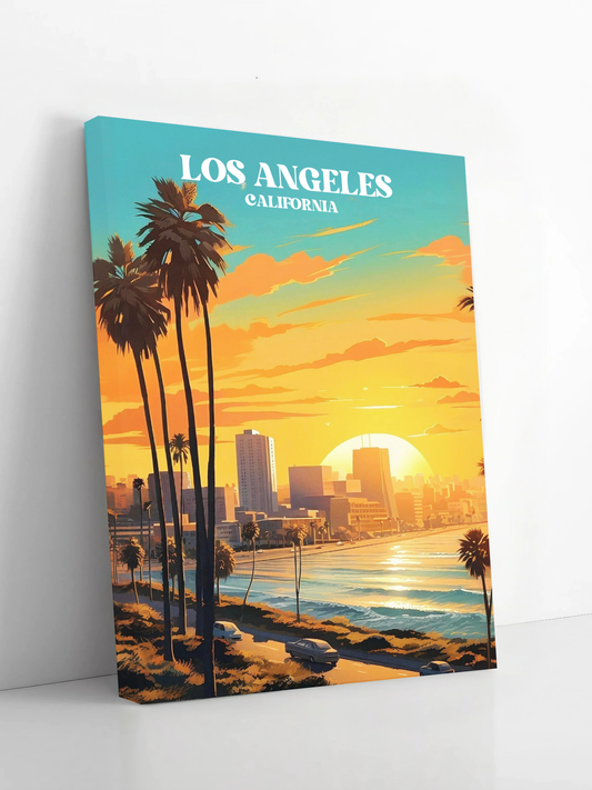 Golden Hour in Los Angeles - Framed Canvas Art