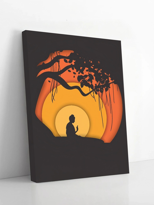 Buddha Under the Bodhi Tree - Framed Canvas Art